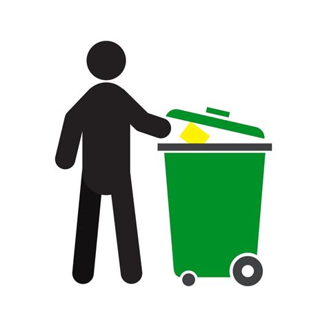 Man Throwing Out Trash Silhouette Icon Waste Recycling Isolated