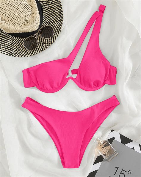 2022 Hot Korean Teen Girl Multi Color Sexy Triang Women Split Swimsuit Solid Color Single