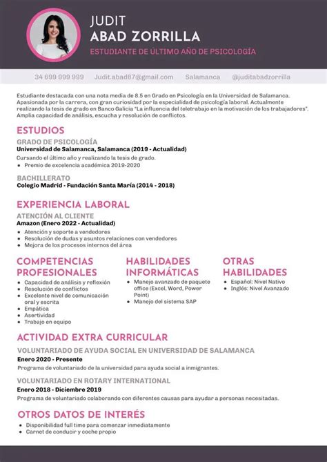 Cómo hacer un CV para prácticas profesionales ejemplo plantillas