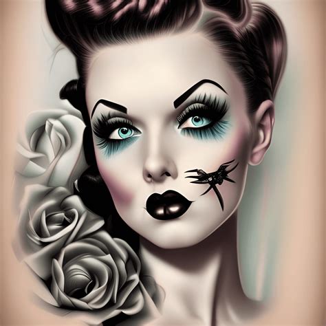 Beautiful Female Pinup Goth Illustration · Creative Fabrica