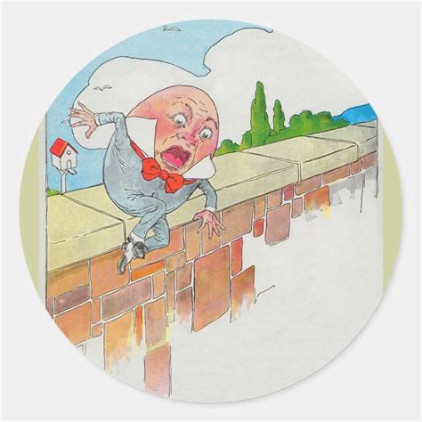 Humpty Dumpty sat on a wall Classic Round Sticker | Zazzle