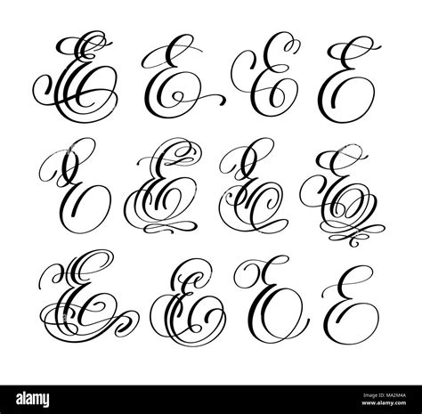 calligraphy lettering script font E set Stock Vector Image & Art - Alamy