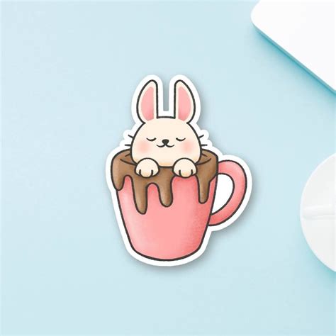 Rabbit Sticker Cute Bunny Sticker Cute Rabbit Sticker Etsy