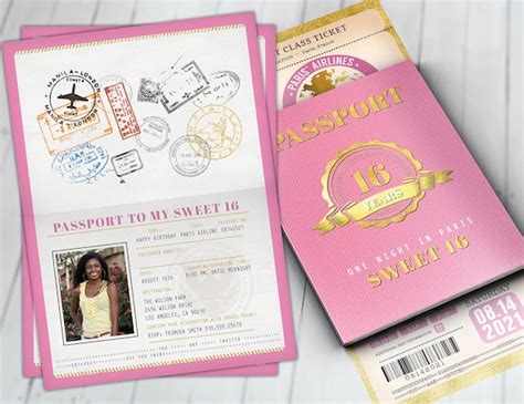 Passport And Ticket Birthday Invitation Travel Birthday Party Etsy