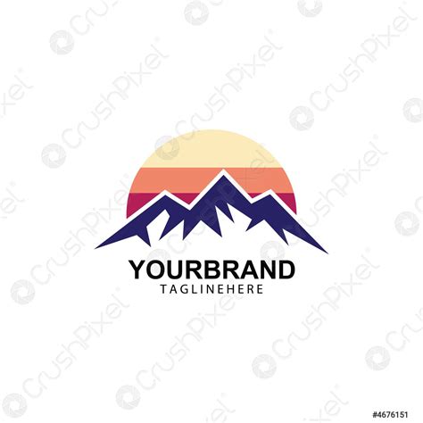 Mountain Sun Logo Design Concept Template Vector Stock Vector