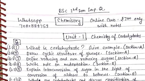 🔴 Bsc 2nd Semester Chemistry Unit 1 Important Questions 💯 Bsc 2nd Sem Important Questions