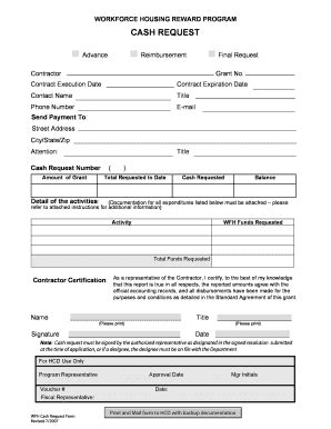 Fillable Online Hcd Ca Cash Request Hcd Ca Fax Email Print Pdffiller