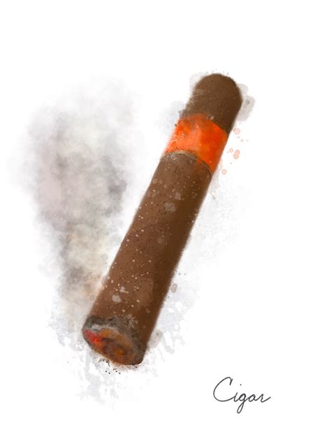 Cigar Digital Watercolor Print Unframed