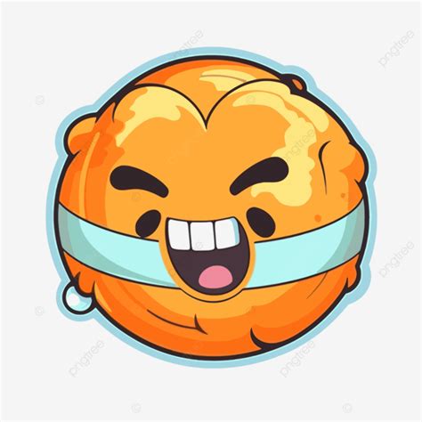 Orange Meme Sticker With Big Orange Mouth Vector Vollyball Sticker