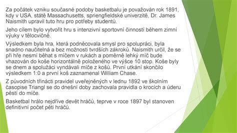 Basketbal Charakteristika Historie Pravidla Ppt St Hnout