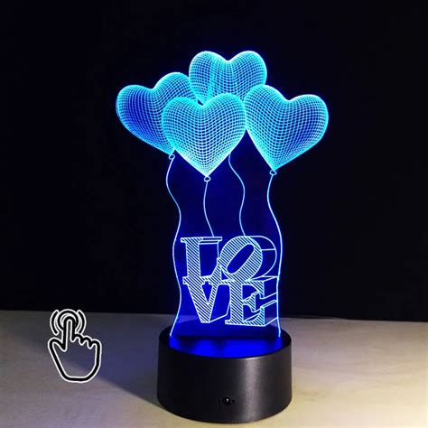 D Led Illusion Heart Balloons Night Light Hologram Illusion Atmosphere