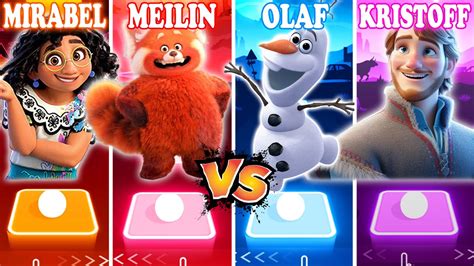 Encanto Mirabel Vs Turning Red Meilin Vs Frozen Olaf Vs Kristoff Tiles Hop Edm Rush Youtube