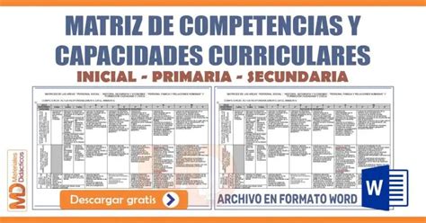 Matriz De Competencias Y Capacidades Curriculares Materiales Didacticos