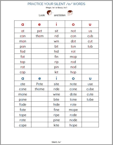 Silent E Practice Sheets Easybee Core Words Practice Sheet