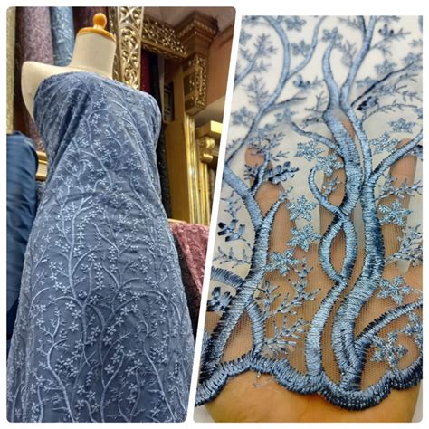 Jual Tille Mariel Bordir Metalik Kain Brokat Kebaya Pesta Seragam