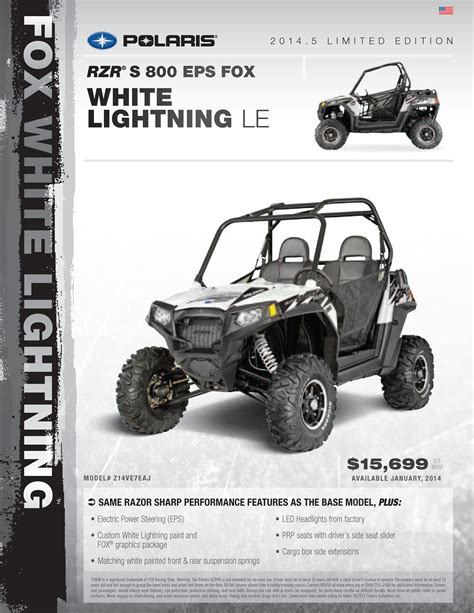 RZR S 800 EPS FOX White Lightning LE Rzr Star City Used Motorcycles