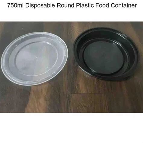 Plain Black 750ml Disposable Round Plastic Food Container One Size 6inch Diameter At Rs 11