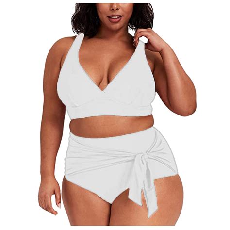 Simu Women S Plus Size Bathing Suit Plus Size Women Ribbed Bikini Set