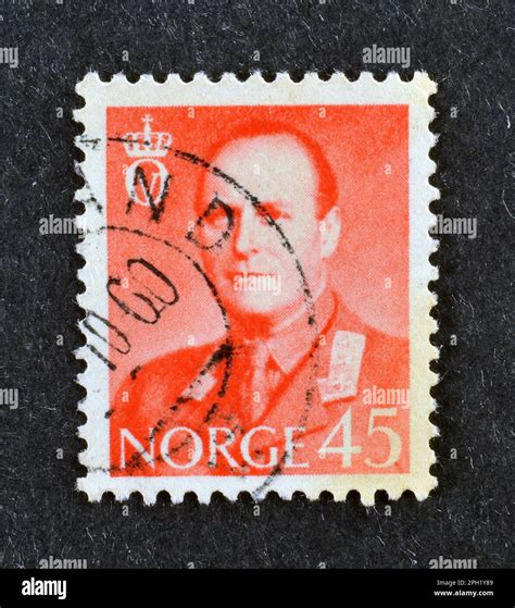 Cancelled Postage Stamp Printed By Norway That Shows Portrait Of King