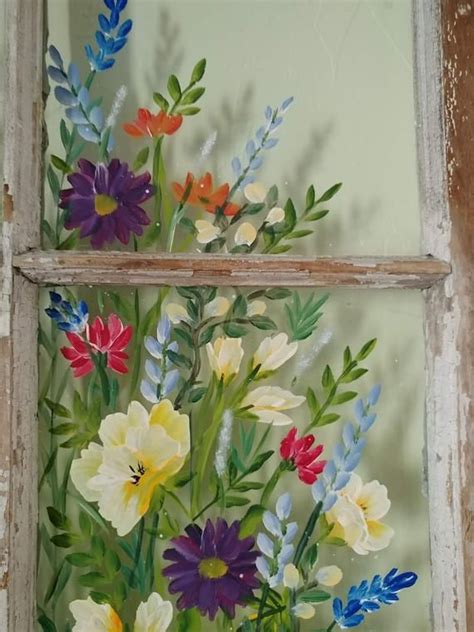 Window Frameold Windowpainted Windowfloralshabby Chicfarmhouse