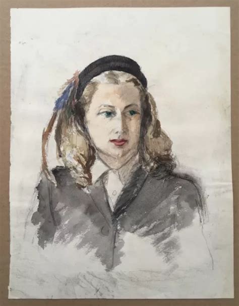 Dessin Ancien Aquarelle Art D Co Portrait Femme El Gante Mode Veste