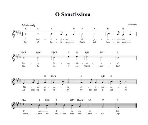 O Sanctissima B Flat Instrument Sheet Music Lead Sheet With Chords