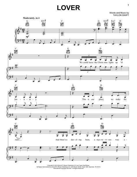 Lover Taylor Swift Piano Sheet Music