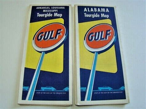 1950s 2 Gulf Gas Station Road Maps Alabama Arkansas Louisiana