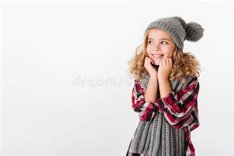 Portrait of a Lovely Little Girl Dressed in Winter Hat Stock Photo - Image of looking, cold ...