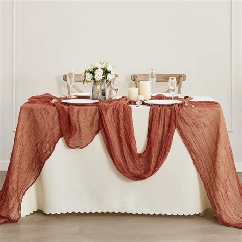 Terracotta Cheesecloth Table Runner Ft Boho Gauze Cheese Cloth