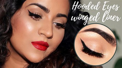 Hooded Eyes Winged Eyeliner Classic Red Lips Makeup Tutorial