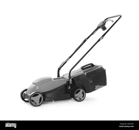 Modern Lawn Mower Isolated On White Garden Tool Stock Photo Alamy