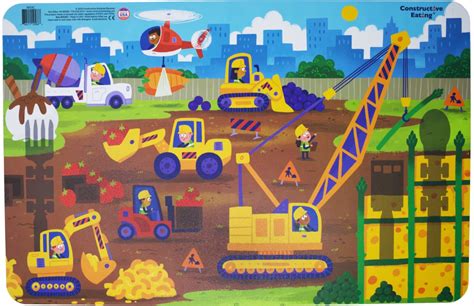 Constructive Eating Digger Construction Site Placemat Boutique Baby