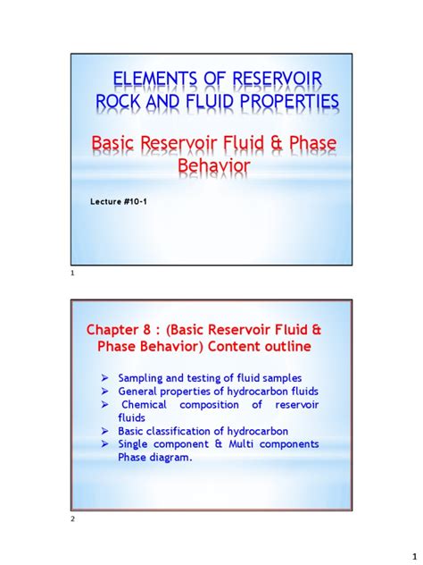 Lecture 10 1 Basic Reservoir Fluid And Phase Behaviour Pdf Petroleum
