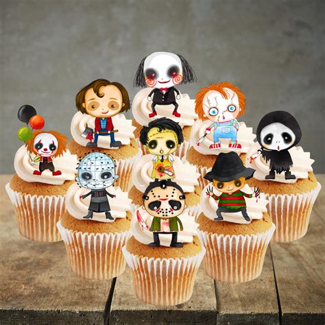 Buy PRECUT Halloween Horror Cupcake Toppers Horror Movie Characters