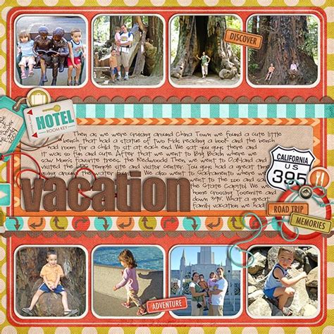 The Sweetest Digital Scrapbooking Site On The Web Layout Inspiration Vacation Scrapbook