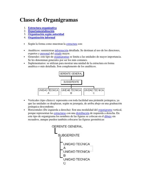 Clasificación Y Tipos De Organigramas Una Guía Completa Pdf Matriz