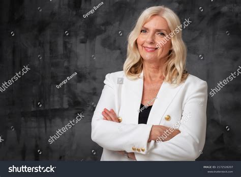 Portrait Shot Smiling Mature Woman Blond Stock Photo 2172528207 Shutterstock