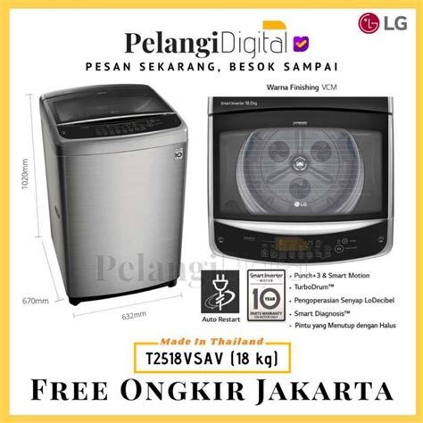 Jual Lg T2518vsav Mesin Cuci Top Loading 18kg Smart Inverter Hemat