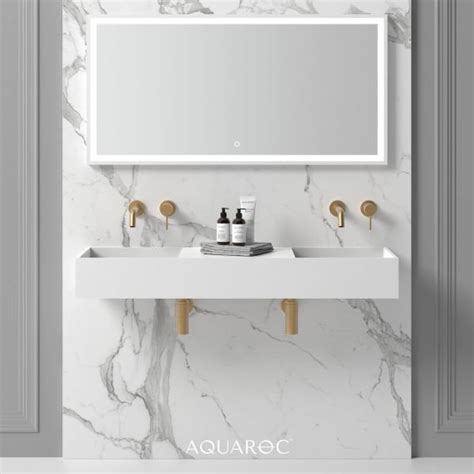 Atlante Matte Black Wall Hung Double Stone Basin Mm Aquaroc