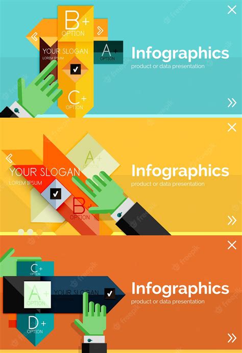 Premium Vector Set Of Infographic Flat Design Banner With Hands