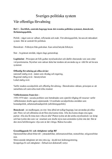 Svergies Politiska System Google Dokument Sveriges Politiska System