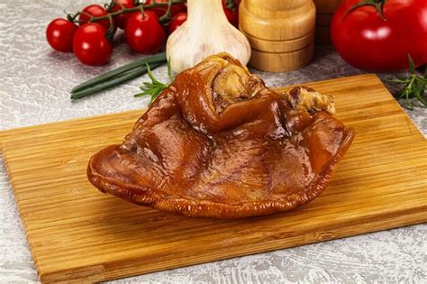Premium Photo Smoked Pork Ear Snack Appetizer
