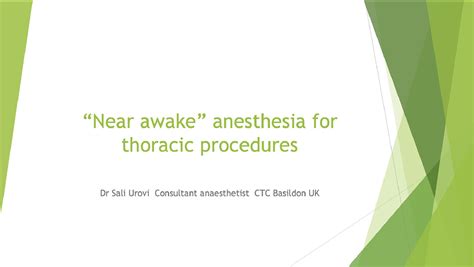 Video Assisted Thoracoscopic Surgery Vats And Multimodal Anaesthetic