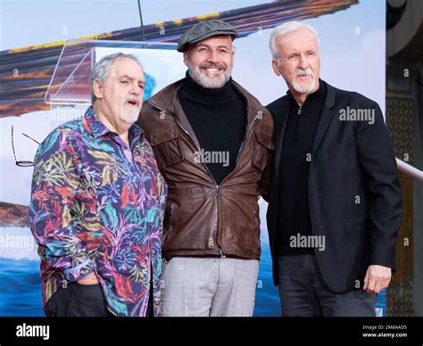 January 12, 2023, Hollywood: Jon Landau, Billy Zane and James Cameron ...