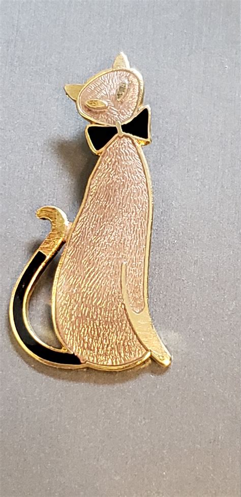 Vintage Cat Brooch Enamel Gold And Black Cat Etsy Vintage Cat