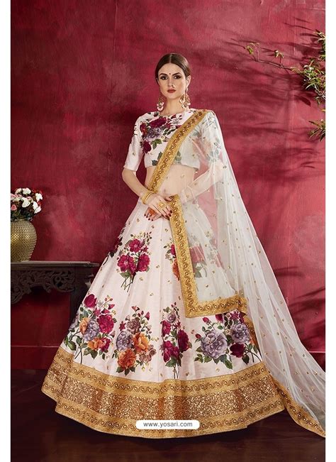 Buy Cream Art Silk Digital Printed Lehenga Choli Designer Lehenga Choli