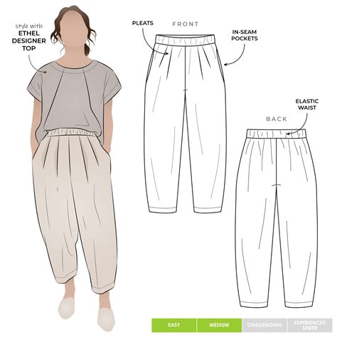 Ethel Designer Pant Sewing Pattern – Casual Patterns – Style Arc