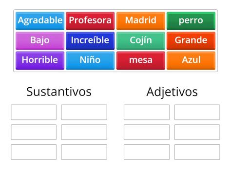 Sustantivos Vs Adjetivos Group Sort