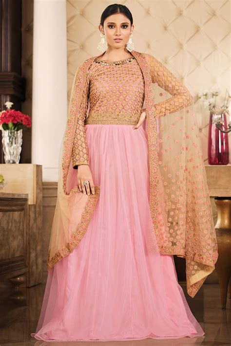 Latest Fashion Light Pink Anarkali Suit With Sequins LSTV114158